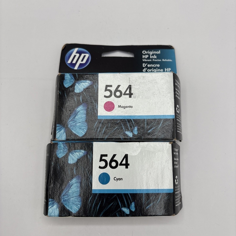 HP 564 Cyan & Magenta Ink Cartridges Genuine HP Expired OCT 2022-23 NEW
